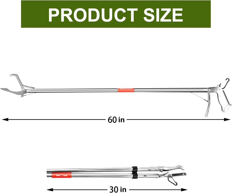 HOOJUKE Snake Grabber Professional All Aluminum Alloy Rattle Snake Catcher Tool Wide Jaw Handling Window Opener Pole Tool with Lock Snake Tongs 2pcs 60 Inch - Image 2